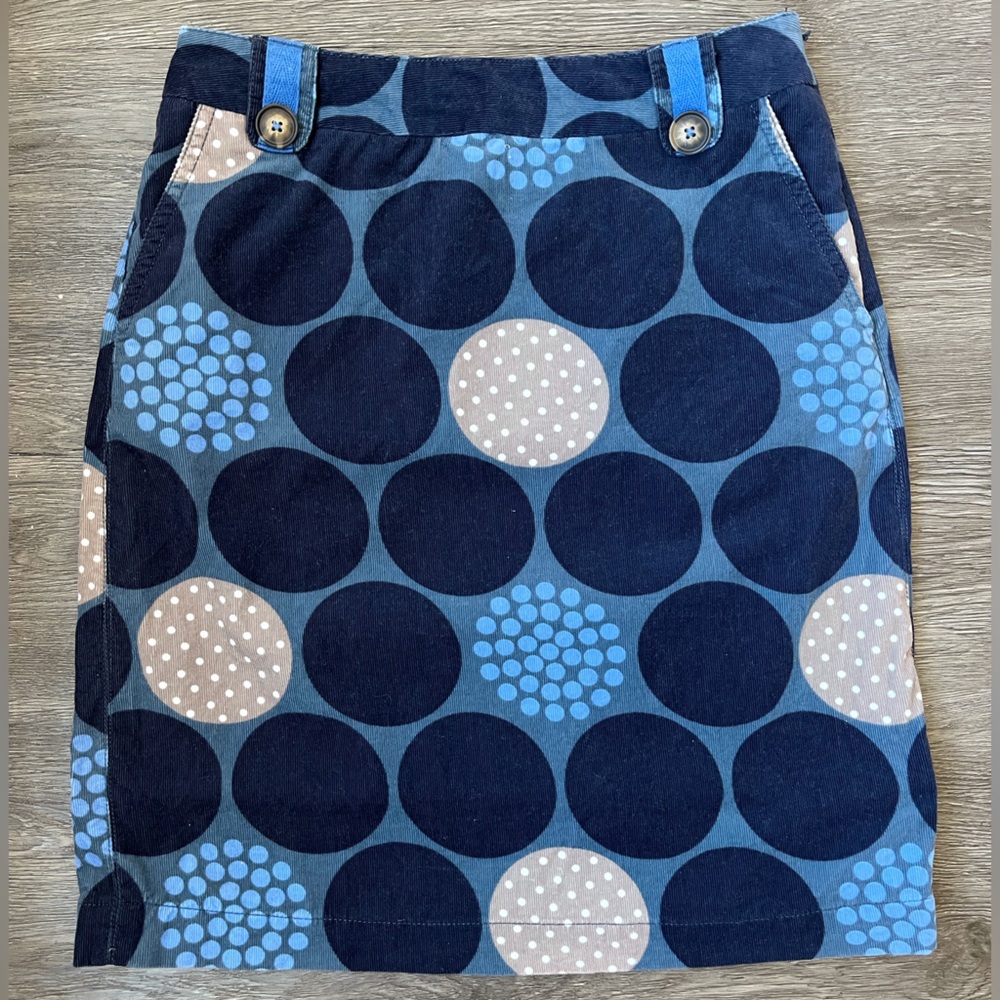 Boden Navy and Beige Polka Dot Pencil Skirt